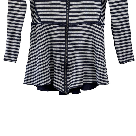 Soft surroundings navy blue gray striped Soft zip up Sweater Women size XS - Picture 3 of 12